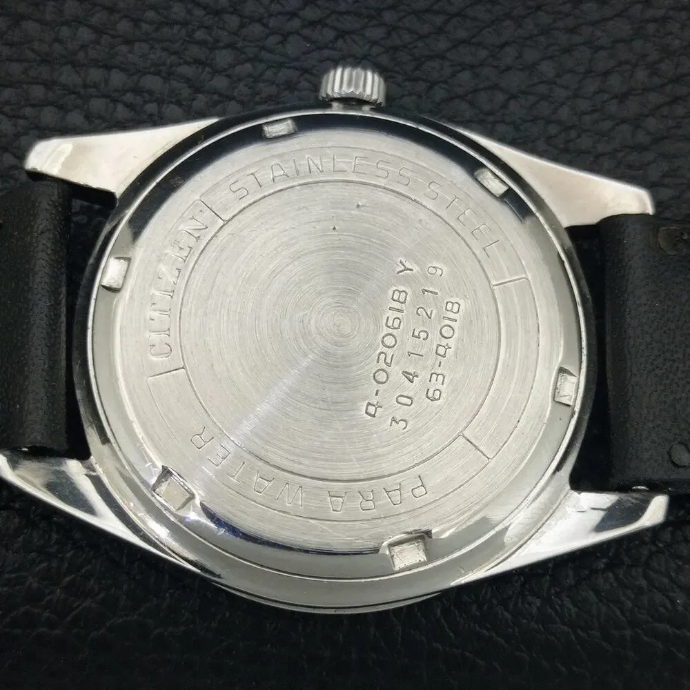 Vintage 1974 Citizen Manual Wound Mens Silver Watch & Black accents